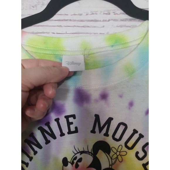 Disney Multicolor Tie Dye Minnie Mouse Print Short Sleeve Crop Top Womans Sze XL - Picture 4 of 5
